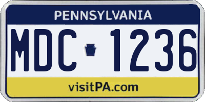 PA license plate MDC1236