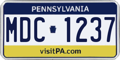 PA license plate MDC1237