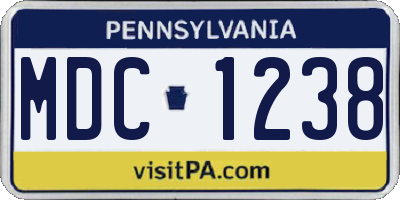 PA license plate MDC1238