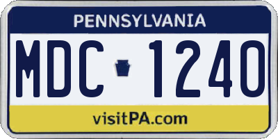 PA license plate MDC1240