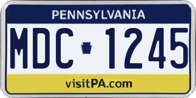 PA license plate MDC1245