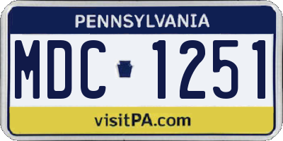 PA license plate MDC1251