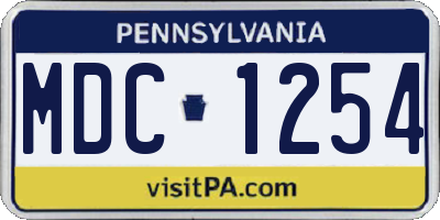 PA license plate MDC1254