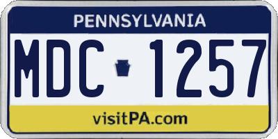 PA license plate MDC1257