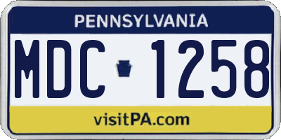 PA license plate MDC1258
