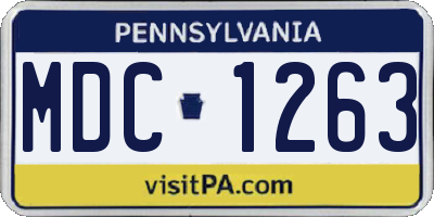 PA license plate MDC1263