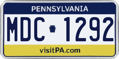 PA license plate MDC1292