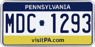 PA license plate MDC1293