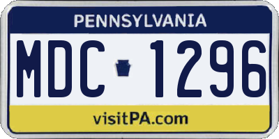PA license plate MDC1296