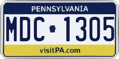 PA license plate MDC1305