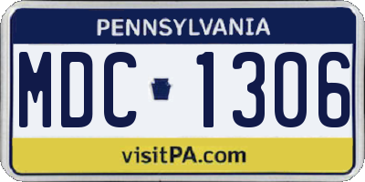 PA license plate MDC1306