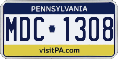 PA license plate MDC1308