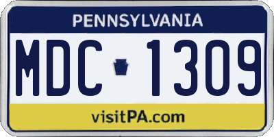 PA license plate MDC1309