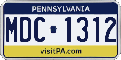 PA license plate MDC1312
