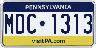 PA license plate MDC1313