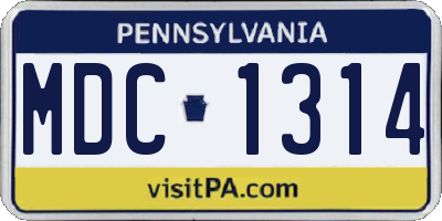 PA license plate MDC1314