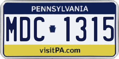 PA license plate MDC1315