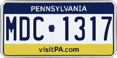 PA license plate MDC1317