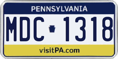 PA license plate MDC1318