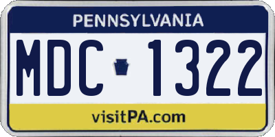 PA license plate MDC1322
