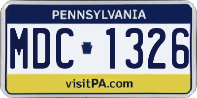 PA license plate MDC1326