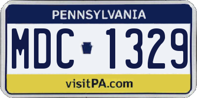 PA license plate MDC1329