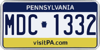 PA license plate MDC1332