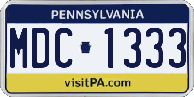 PA license plate MDC1333