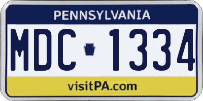 PA license plate MDC1334
