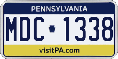 PA license plate MDC1338