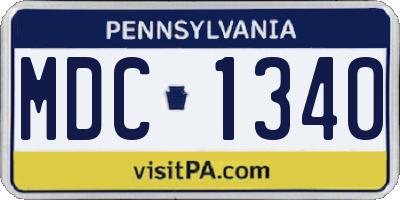 PA license plate MDC1340