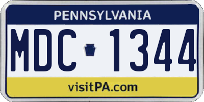 PA license plate MDC1344