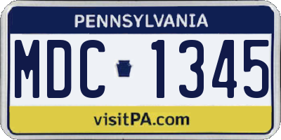 PA license plate MDC1345