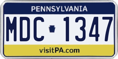 PA license plate MDC1347
