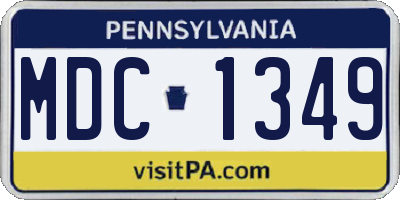 PA license plate MDC1349