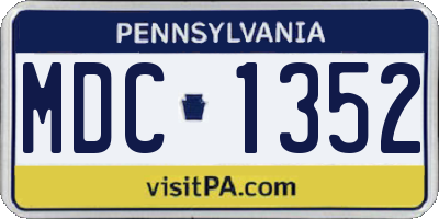 PA license plate MDC1352