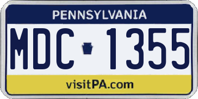 PA license plate MDC1355