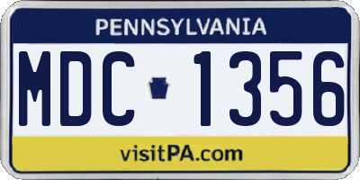 PA license plate MDC1356