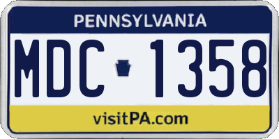 PA license plate MDC1358