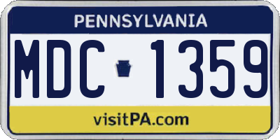 PA license plate MDC1359