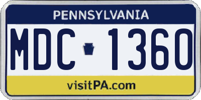 PA license plate MDC1360