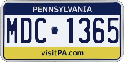 PA license plate MDC1365