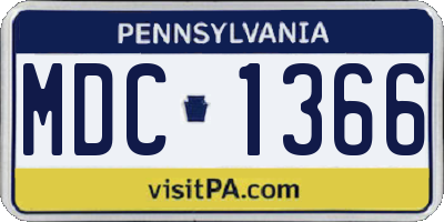 PA license plate MDC1366