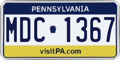 PA license plate MDC1367