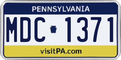 PA license plate MDC1371