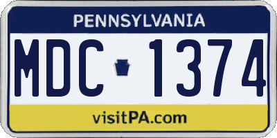 PA license plate MDC1374