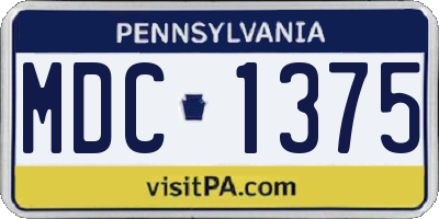 PA license plate MDC1375