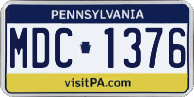 PA license plate MDC1376