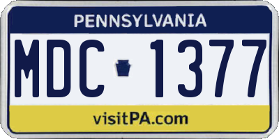 PA license plate MDC1377