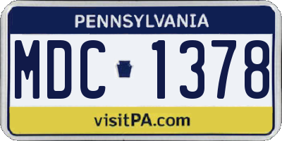 PA license plate MDC1378